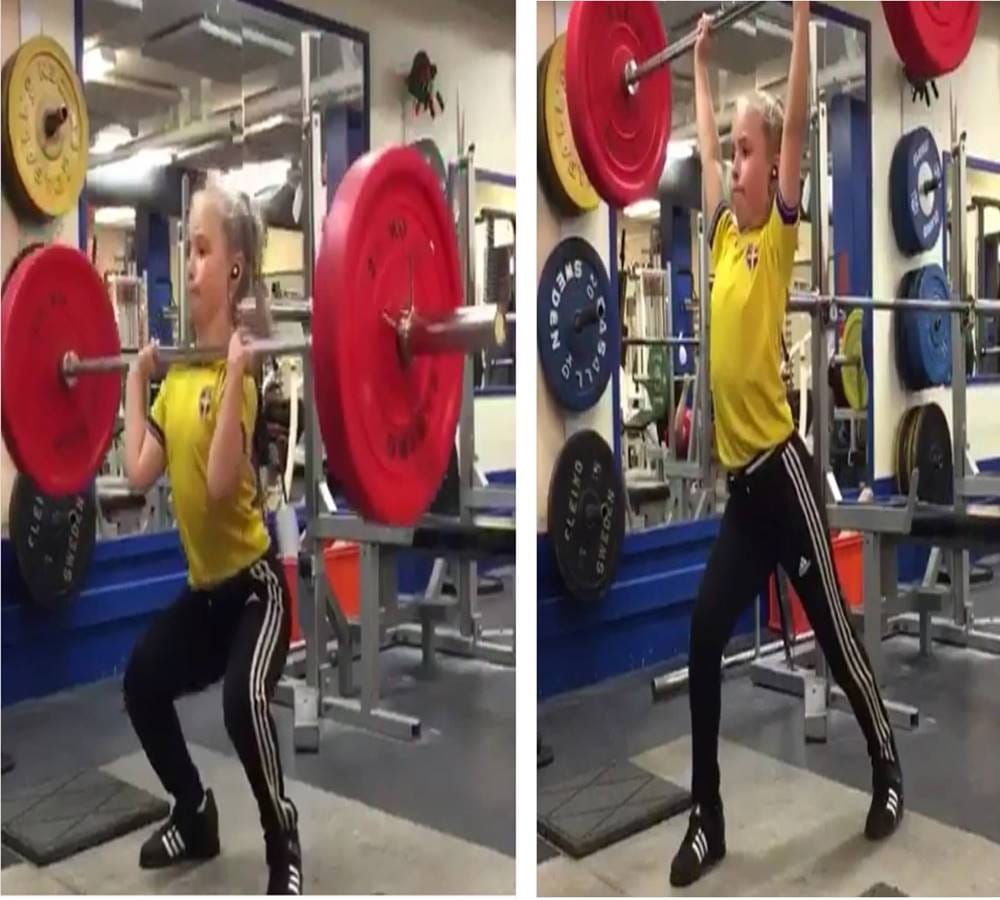 swedish ten year old girl weight lifts sixty five kilogram
