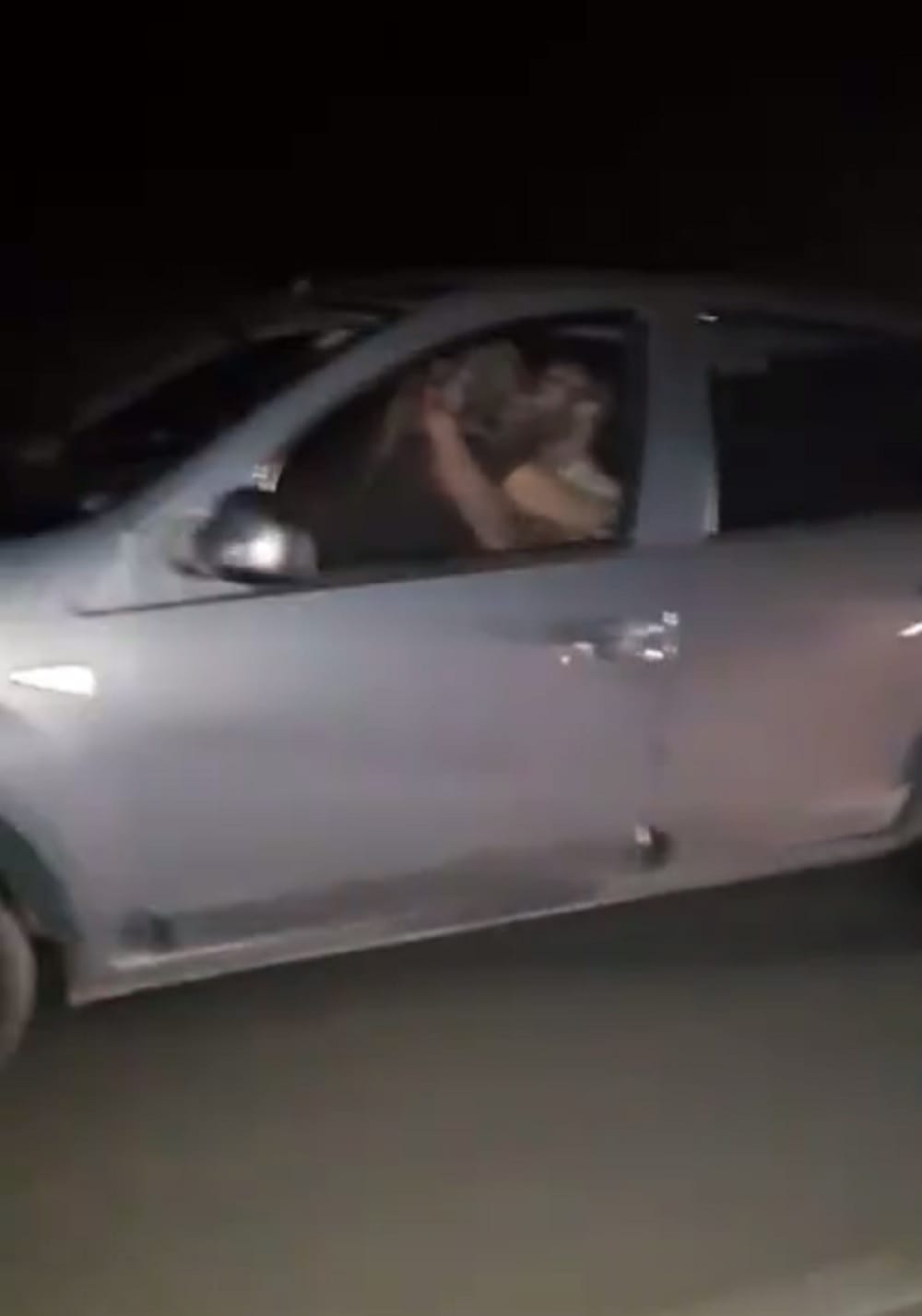randy couple having sex in car on road in Argentina