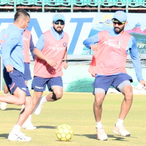 indian and sri lankan cricket team practice at dharamshala stadium