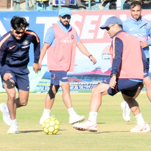 indian and sri lankan cricket team practice at dharamshala stadium