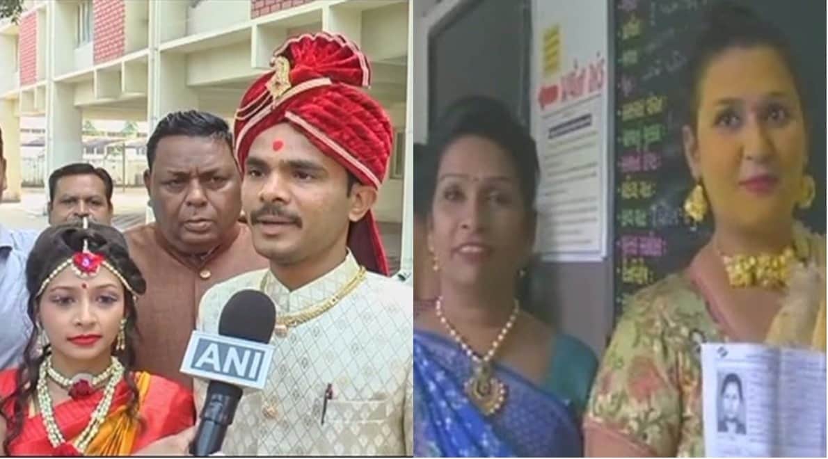 Gujarat Election 2017 bride groom and girl with haldi goes for voting photos