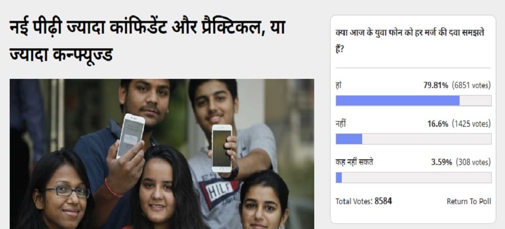 Amar Ujala Poll: Youths are too dependent on the cell phone