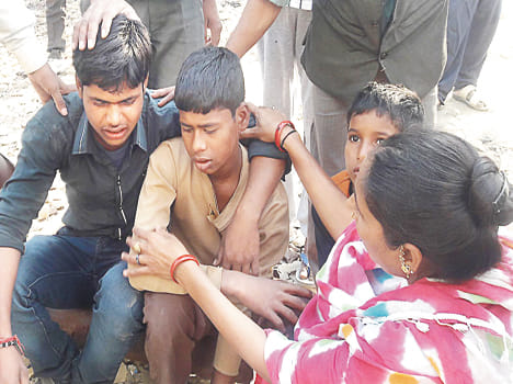 Orphaned children after father's death