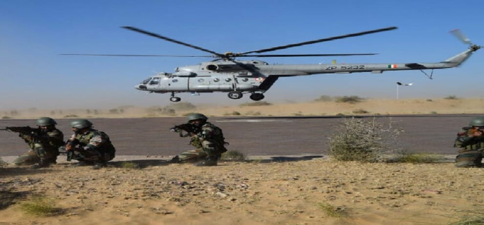 Training exercise of Indian and British troops in Rajasthan 