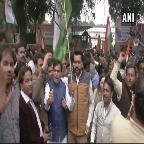 After Rahul Gandhi has been elected Congress president Celebration outside Congress
