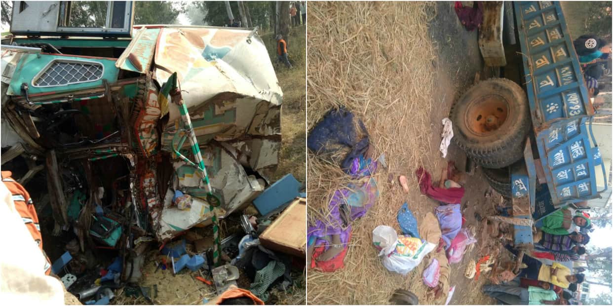 see the photos of mirzapur road accident 
