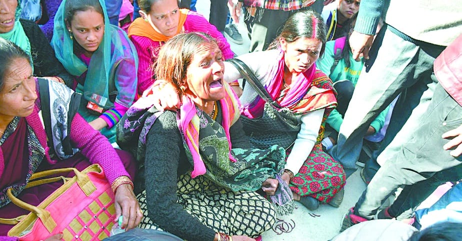 Demonstration of villagers of Satyoun, SSP exhibits on office