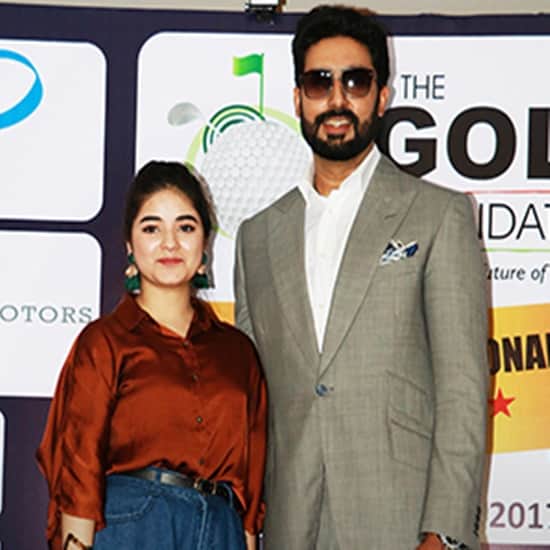 Zaira Wasim snapped with abhishek bachchan,  attends a sports event
