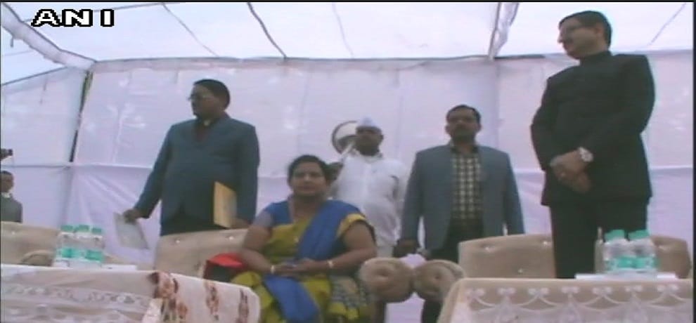 Oath taking ceremony : Mayor Sunita Verma, sitting on Vande Mataram song