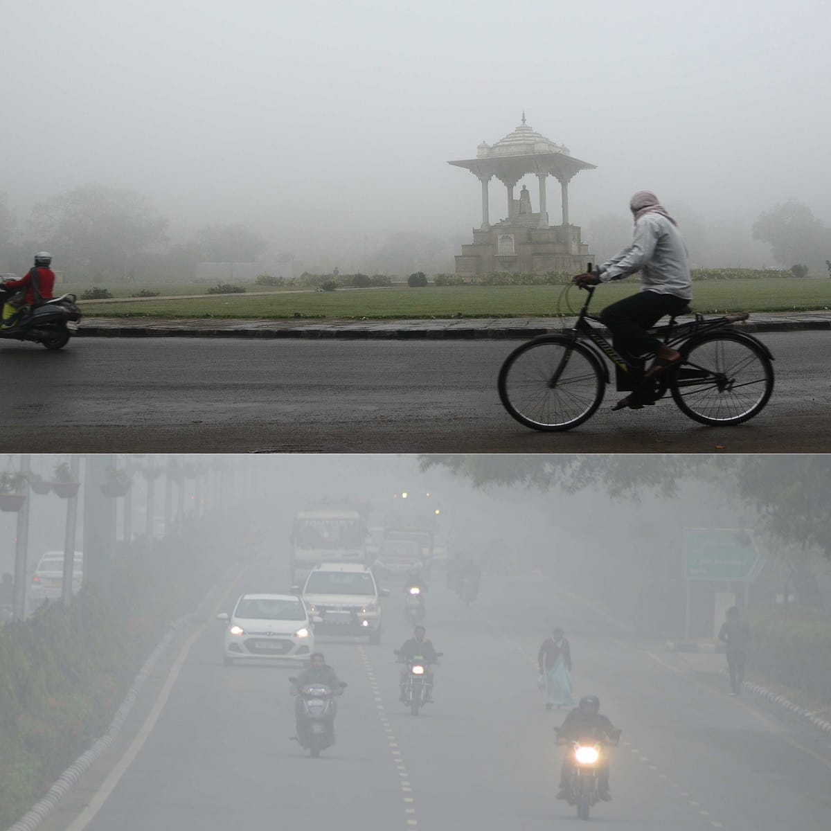 fog in pinkcity-jaipurites witnessed season-s first fog-transportation effected 