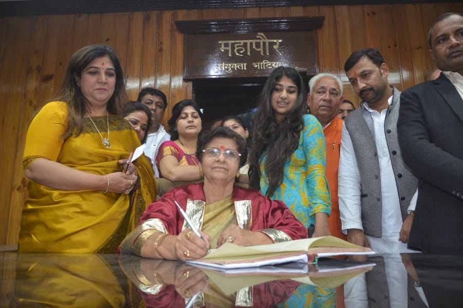 Lucknow mayor Sanyukta Bhatiya in her office.