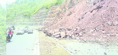 landslide danger on shimla-chandigarh road at dharampur