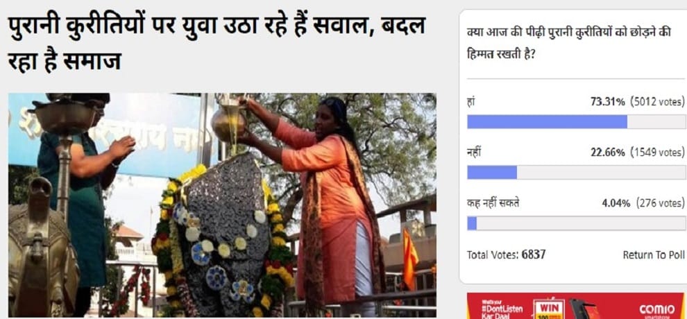Amarujala Poll: Voters Think Indian Youngsters has courage to leave Old Culture And Tradition