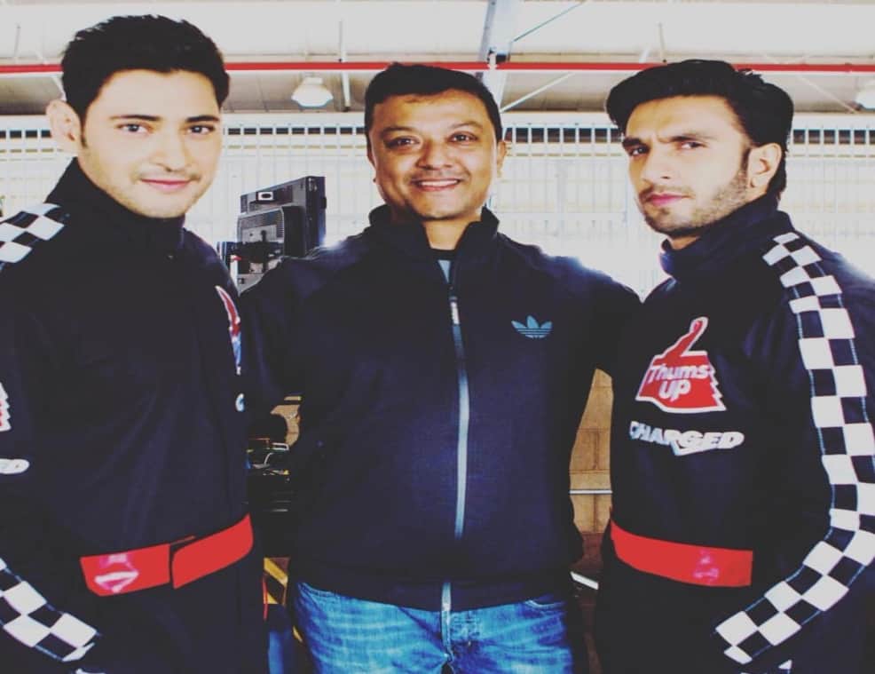 actor ranveer singh and mahesh babu ad shoot for thums up