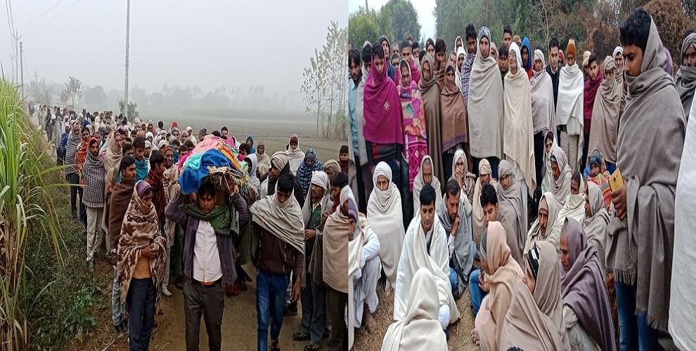 Dead body in a cremation ground and asking for justice, funeral