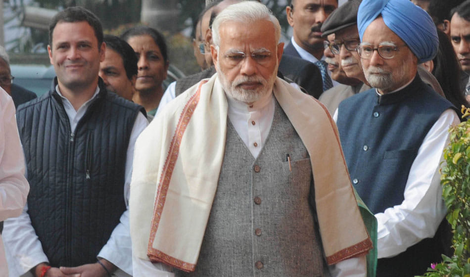 rahul gandhi helped lk advani to get proper place to stand on 16th anniversary of parliament attack
