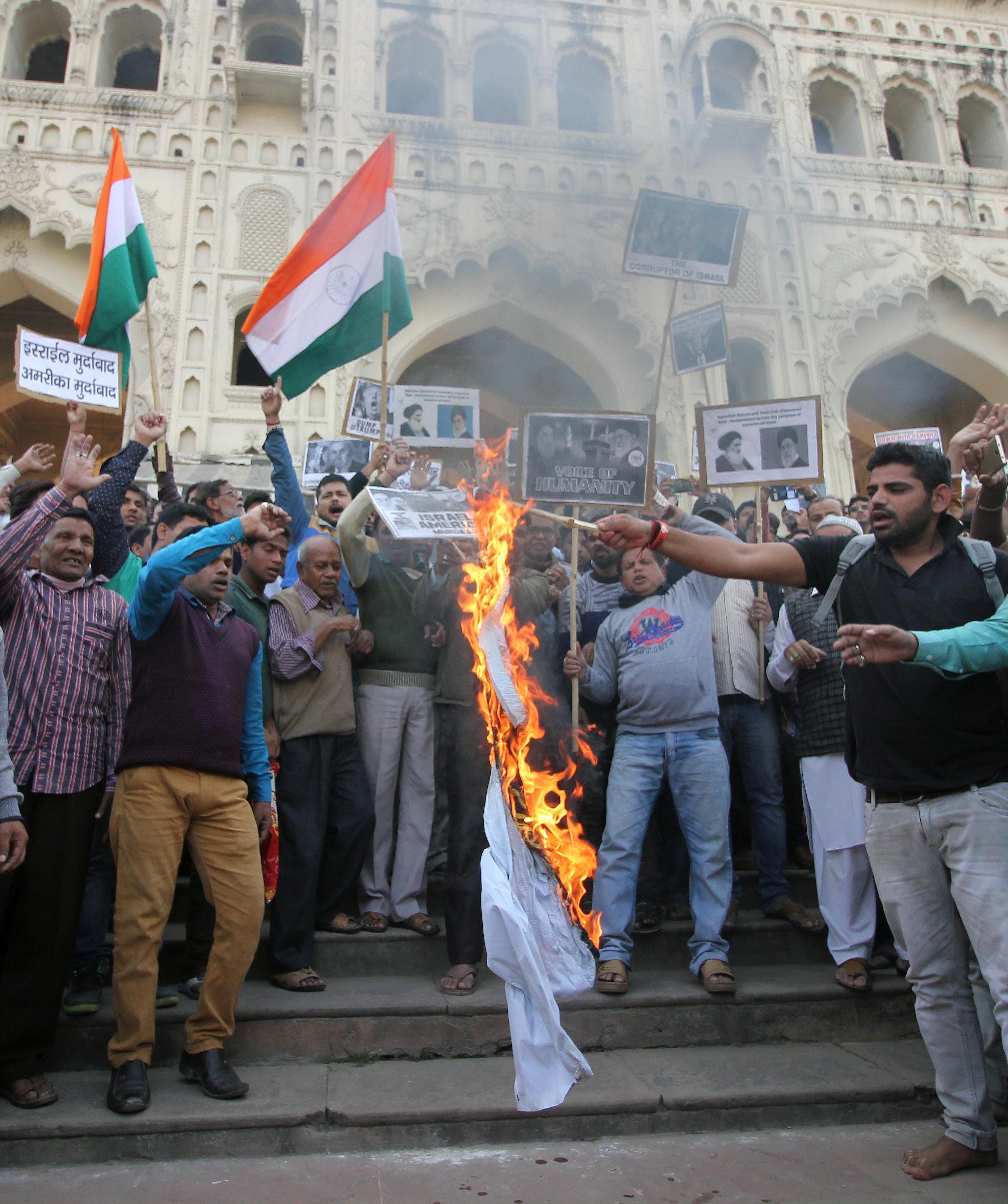 muslims protest against america on Jerusalem issue.