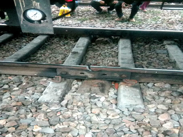 indian railway two emu trains crossed crack railway track