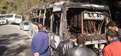 HRTC bus caught fire near isbt shimla