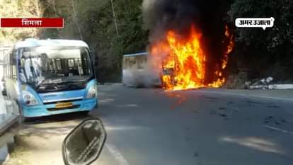 fire in a parked bus in shimla at himachal pradesh