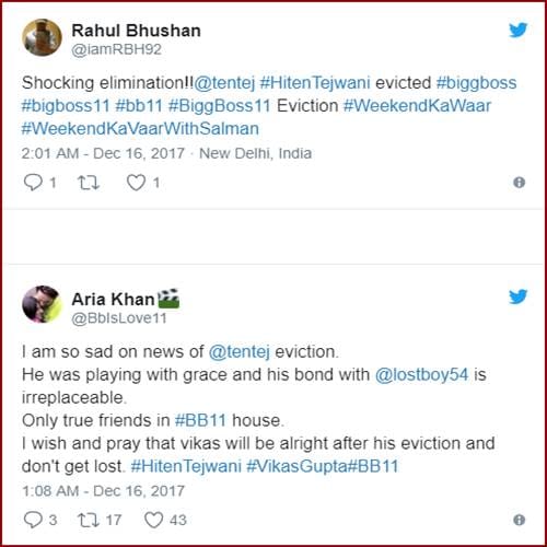Bigg Boss 11: Hiten Tejwani eliminated this week and fans are disappointed