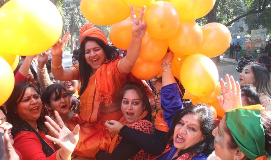 bjp celebrated their victory at party headquarters