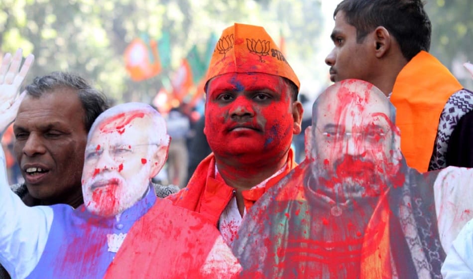 bjp celebrated their victory at party headquarters