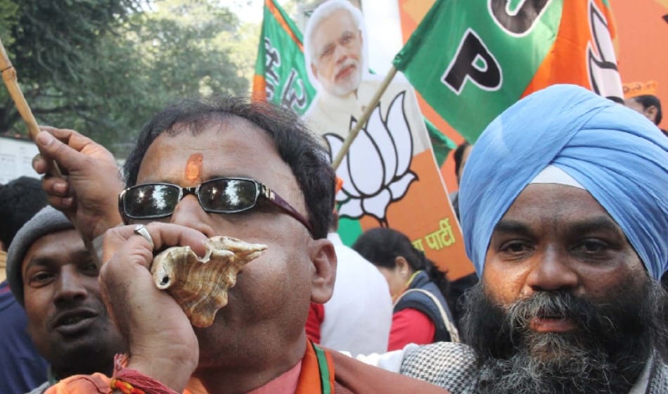 bjp celebrated their victory at party headquarters