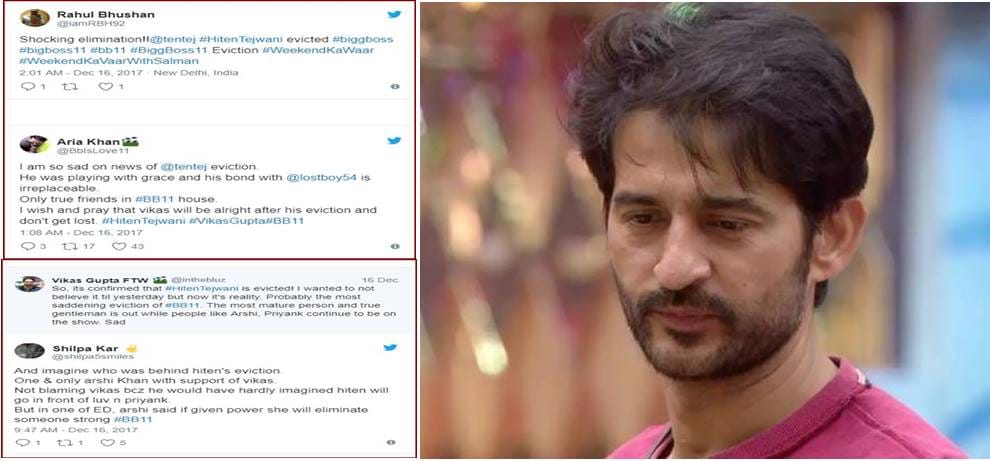 Bigg Boss 11: Hiten Tejwani eliminated this week and fans are disappointed
