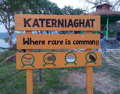 students standed in the katarniya jungle