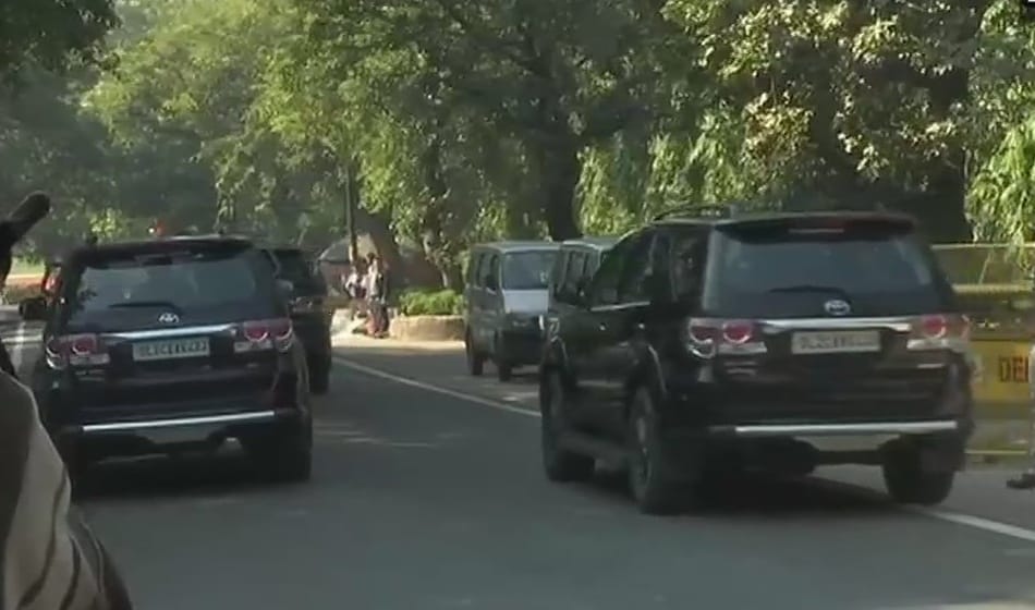 rahul gandhi leaves his delhi residence before election results of gujarat and himachal