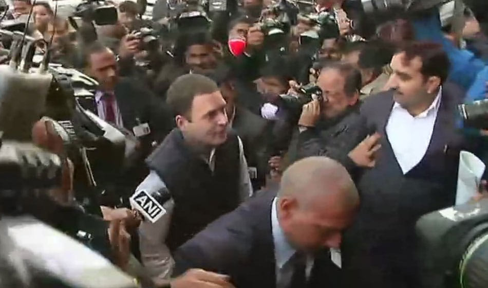 rahul gandhi leaves his delhi residence before election results of gujarat and himachal