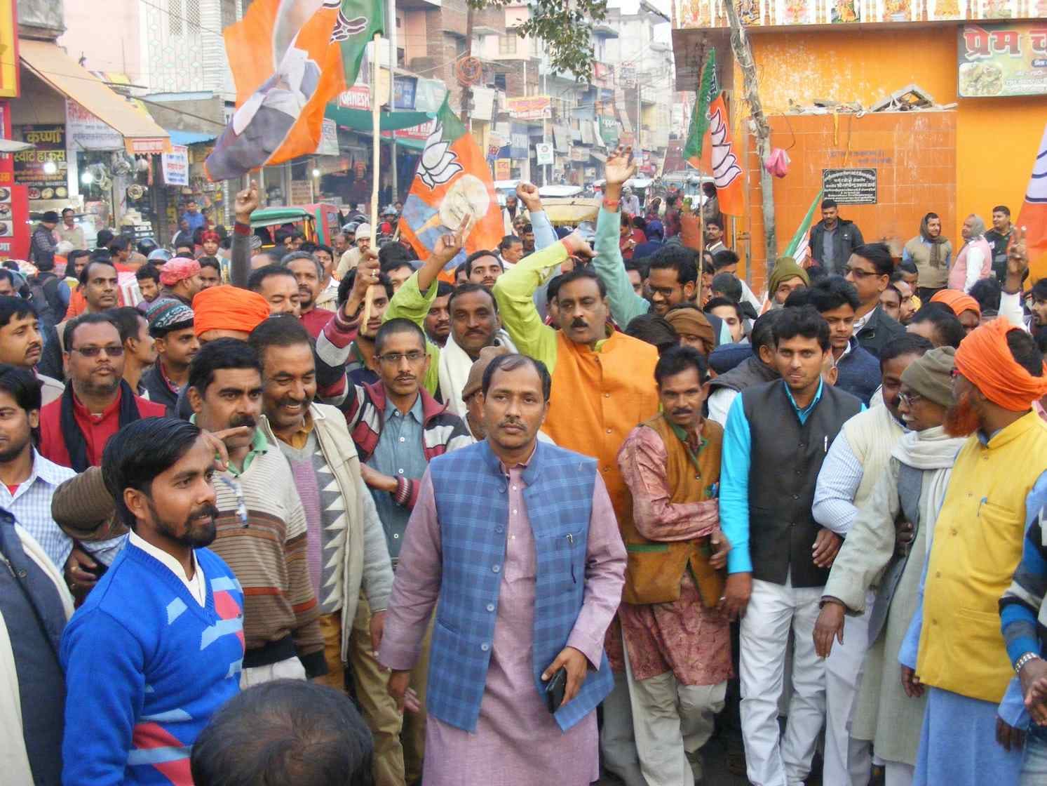 see the photos of BJP victory celebration in purvanchal