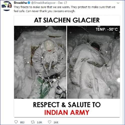 Shraddha Kapoor trolled heavily on social media after tweeting a fake 'Indian Army' photo