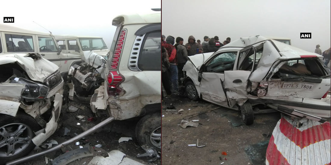 Agra Lucknow expressway accident - due to fog 