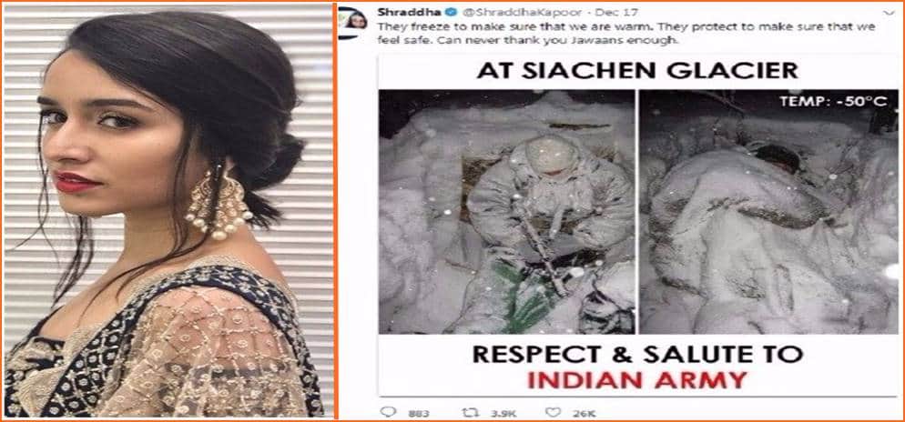 Shraddha Kapoor trolled heavily on social media after tweeting a fake 'Indian Army' photo