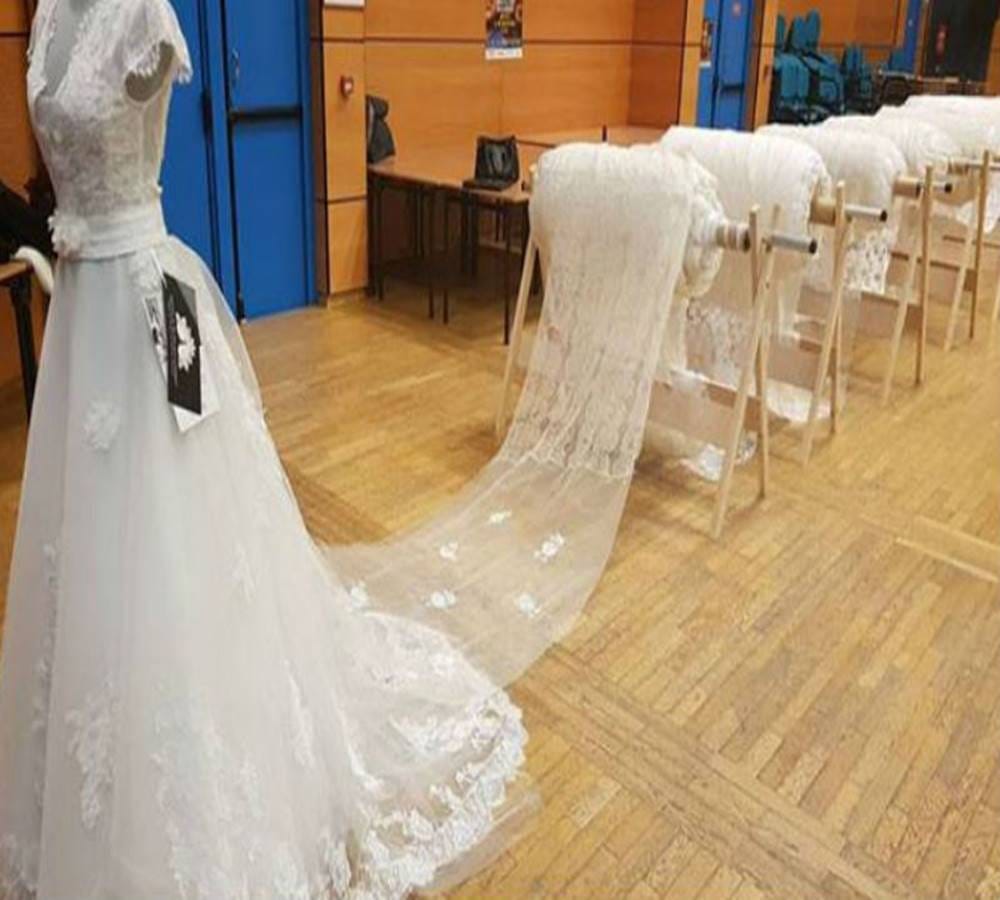 worlds longest wedding dress can actually cover mount everest