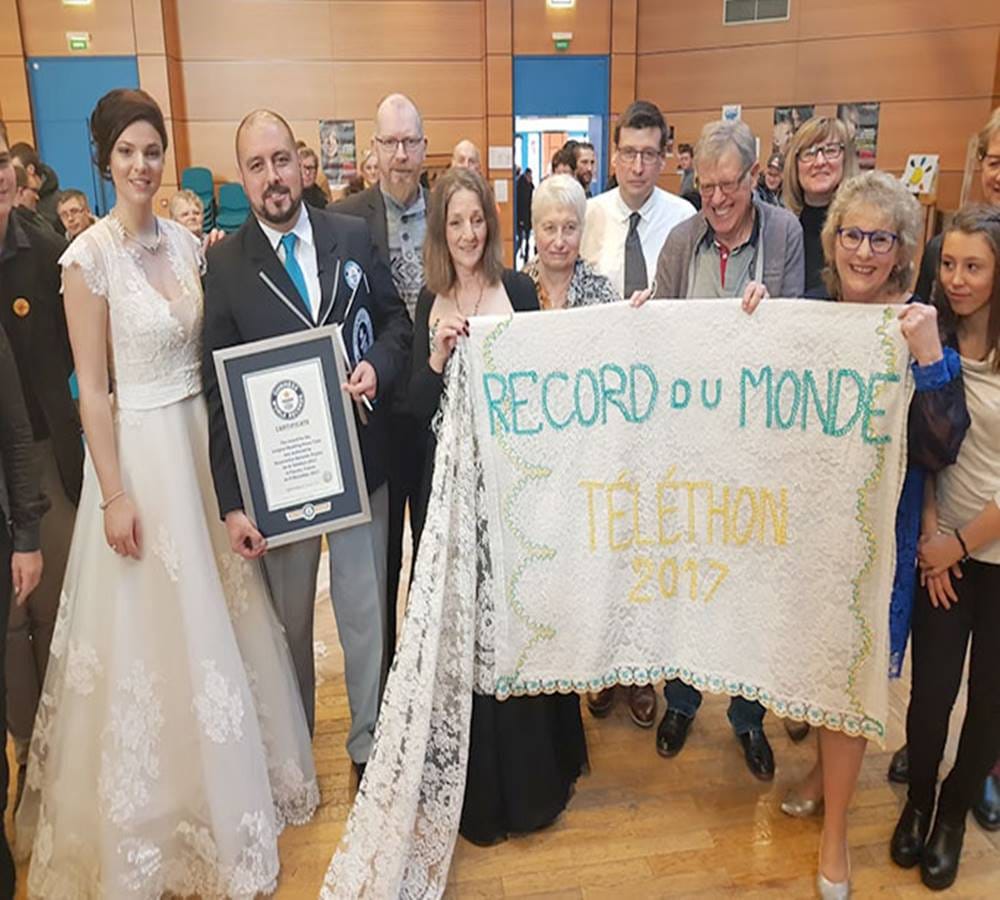 worlds longest wedding dress can actually cover mount everest