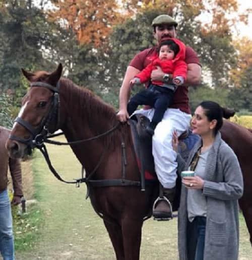 Taimur Ali Khan enjoys a tractor ride with Saif Ali Khan and Kareena Kapoor