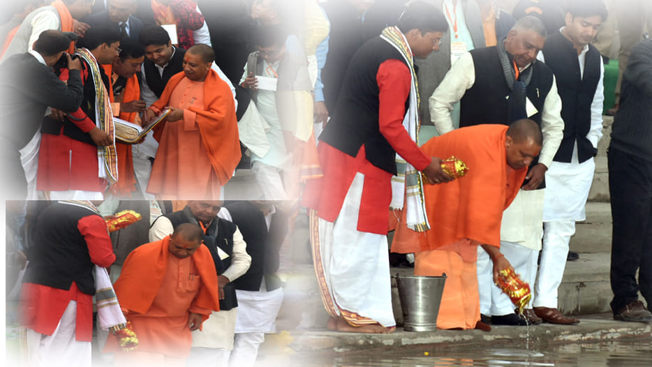 cm yogi adityanath Ganga pujan in bithoor mahotsav