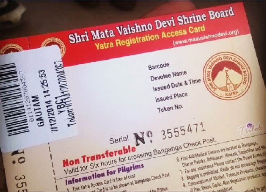 information of mata vaishno devi yatra parchi 