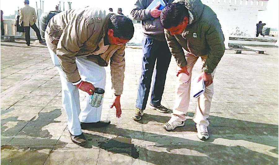 Hide cracks by putting cement 