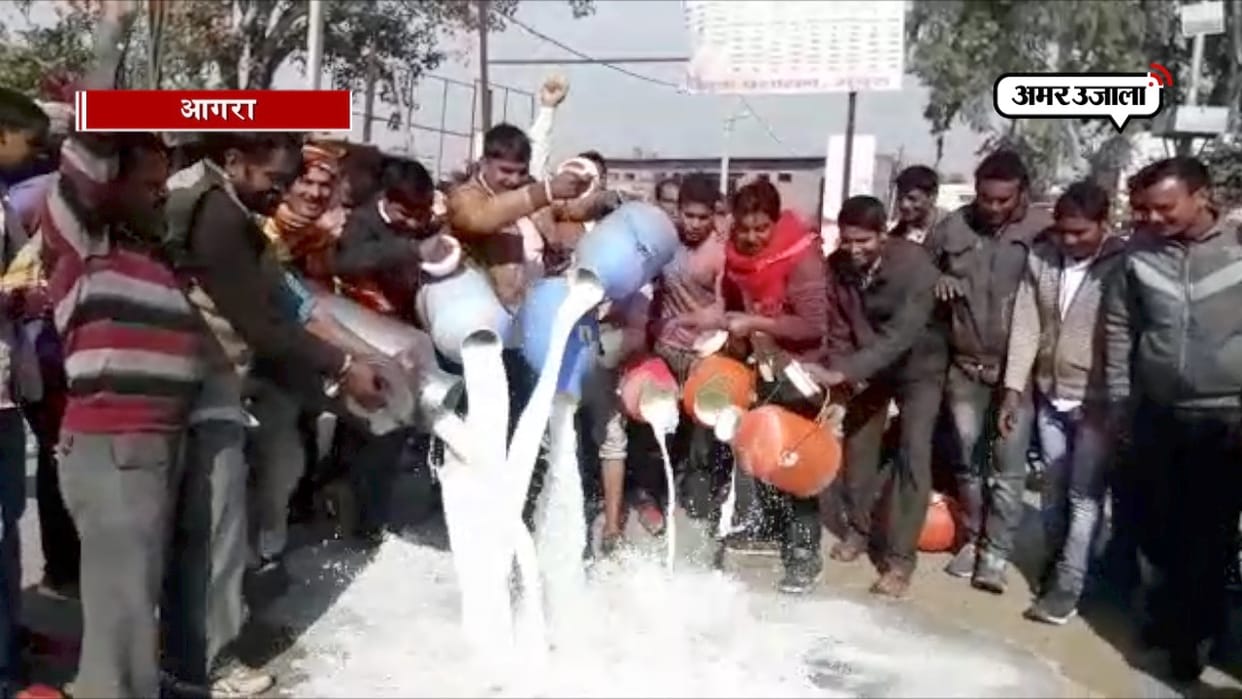 किसानों का प्रदर्शन, सब्जी-दूध सड़क पर  फेंका