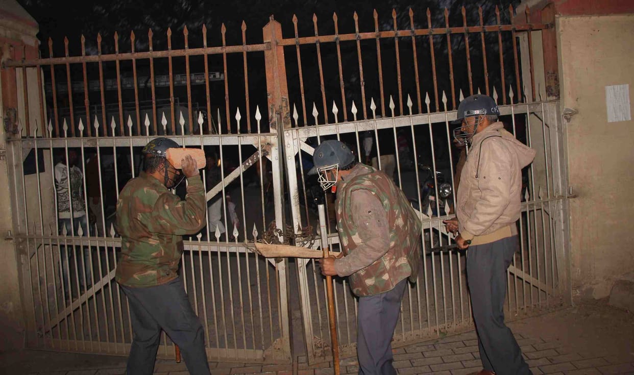 police stand out ised the campus when outrage in BHU