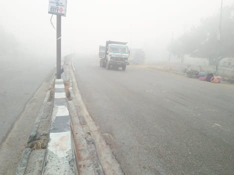 People shivering from fog and cold, 14 meters visibility
