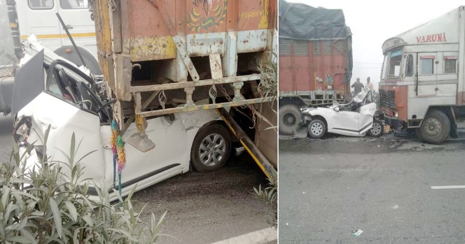 heavy cold wave in punjab, several vehicle collapse