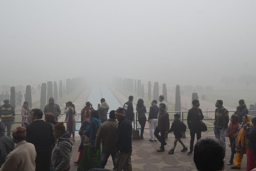 tajmahal covered by fog as agra was coldest in uttar pradesh