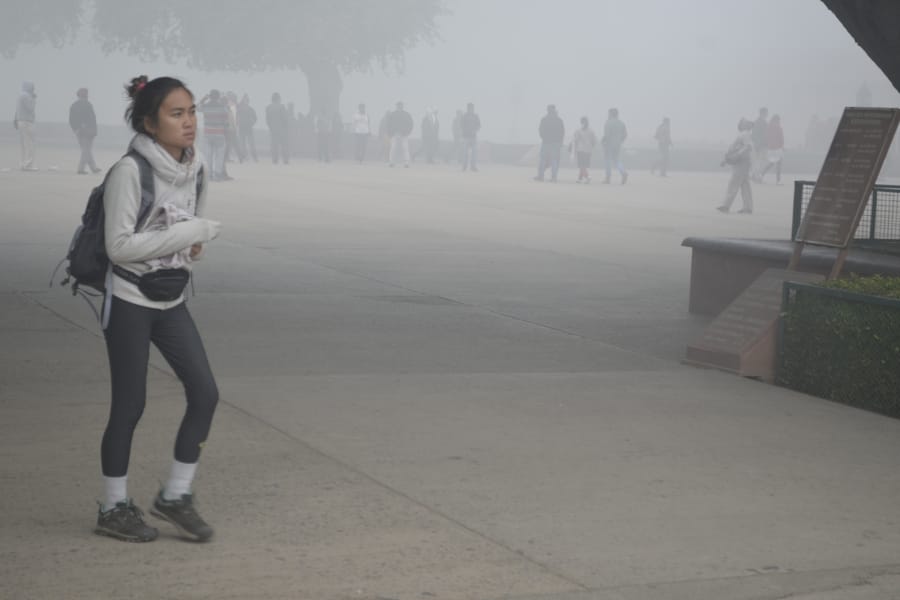 tajmahal covered by fog as agra was coldest in uttar pradesh