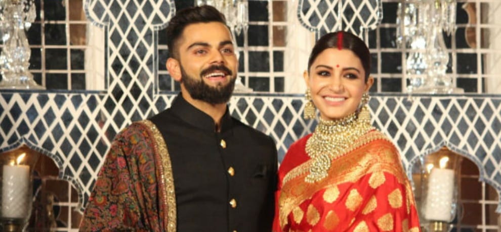 anushka wore red saaree in her reception