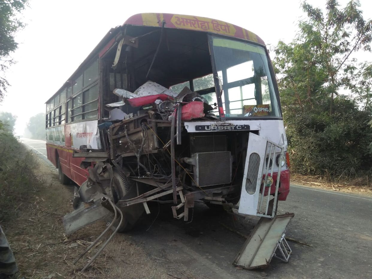 Roadways bus and tractor collision